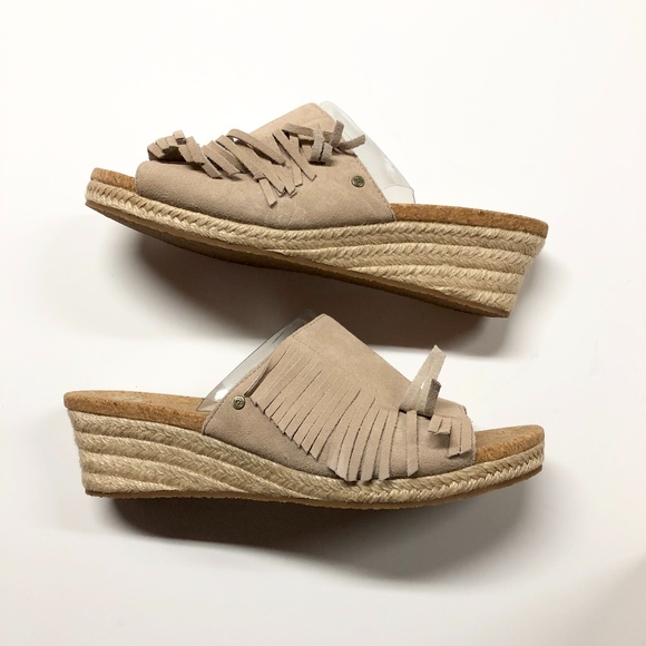 UGG Shoes - UGG Australia Danes Suede Fringe Wedge Sandal